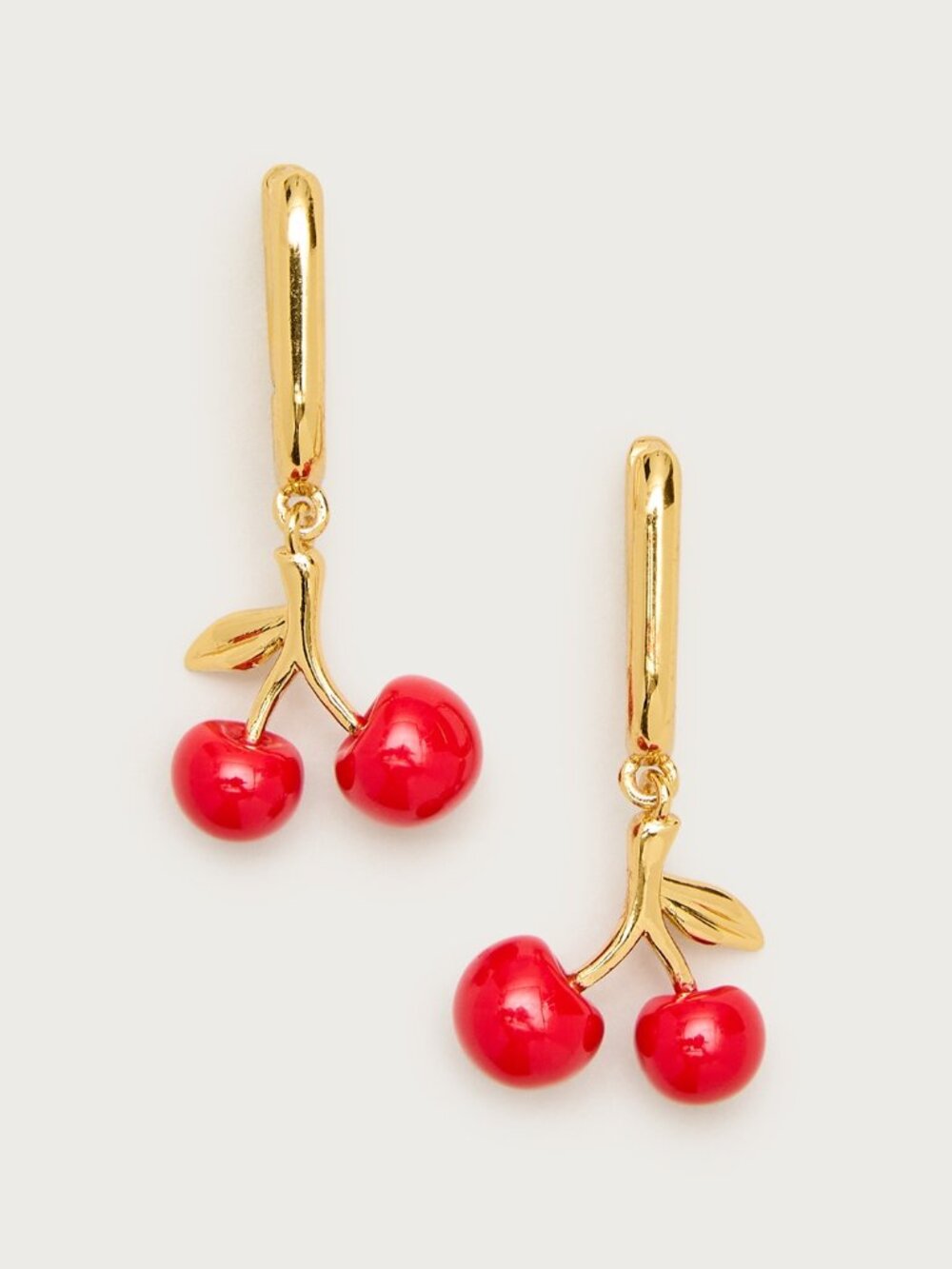 J.Crew Cherry Drop Hoop Earrings Crimson Cinders Red Brass New SOLD OUT
